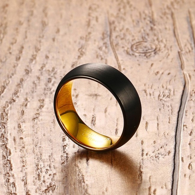 Wholesale Tungsten Carbide Two Tone Black and Gold Wedding Bands