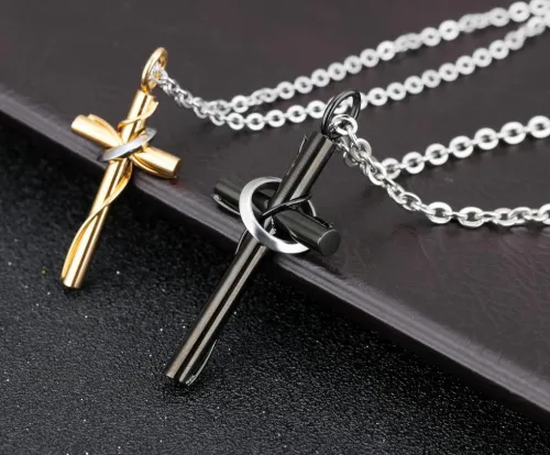 Wholesale Stainless Steel Cross Couple Pendants