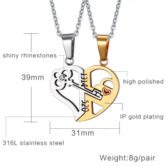 Wholesale Stainless Steel Love Puzzle Couple Pendant