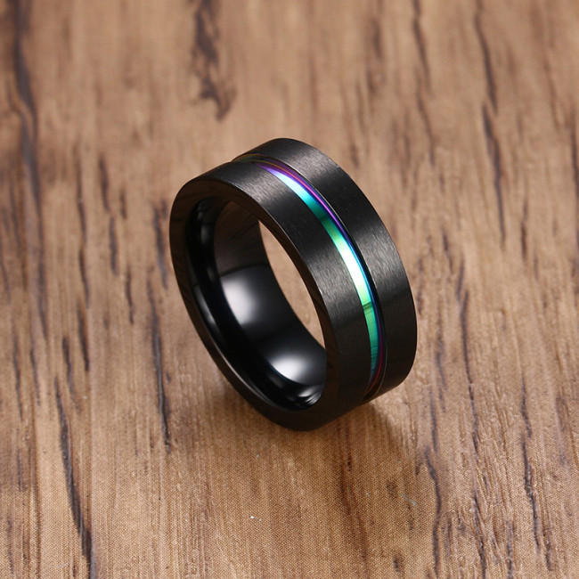 Wholesale Stainless Steel Colorful Groove Wedding Ring
