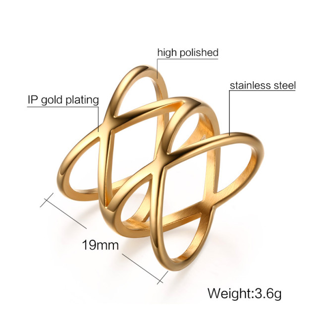 Wholesale Stainless Steel Womens Hollow Out Cross Ring