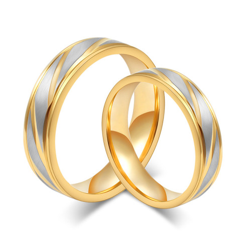 Wholesale Stainless Steel Gold Edge Mens Wedding Bands