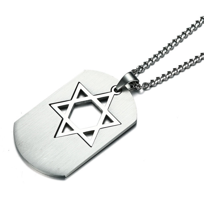Wholesale Stainless Steel Inlaid Star Dog Tag Pendant