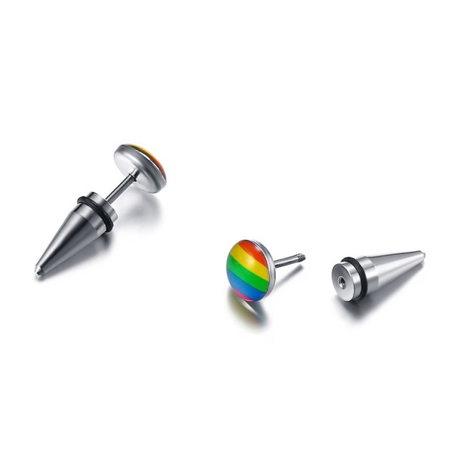 Wholesale Stainless Steel Rainbow Gay Stud Earring