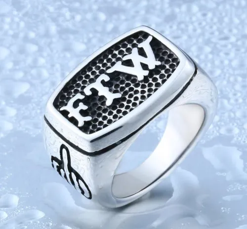 Wholesale Stainless Steel Biker Fuck the Word Ring