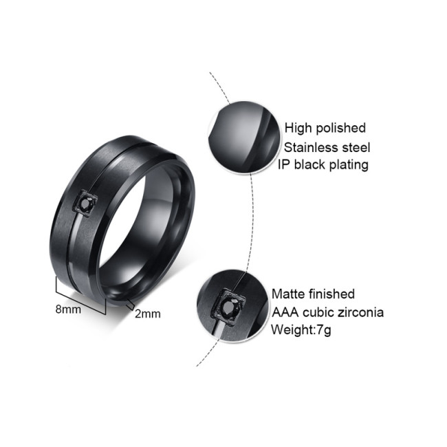Wholesale Stainless Steel Black Ring for Guys
