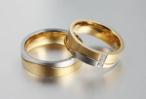 Wholesales Stainless Steel Wedding Ring with Gold Plated for Man