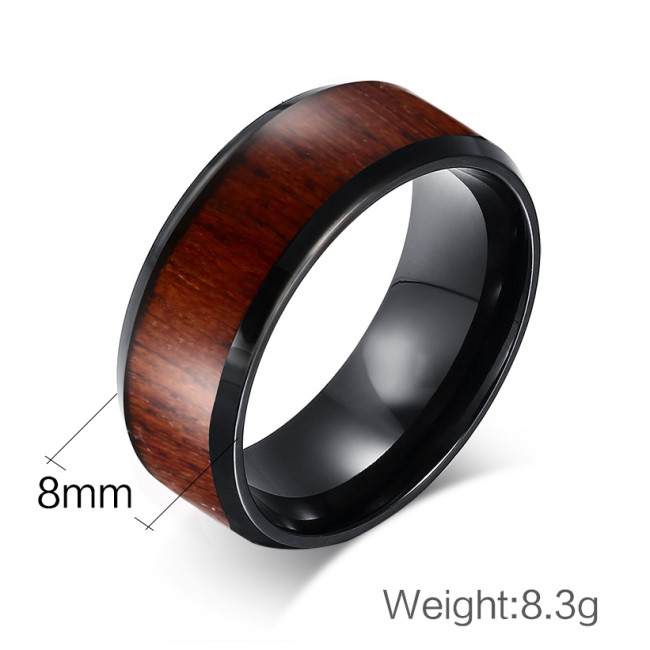 Wholesale 8mm Tungsten Rings with Wood Inlay