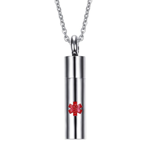 Wholesale Stainless Steel Cylinder Medical Alert Necklace