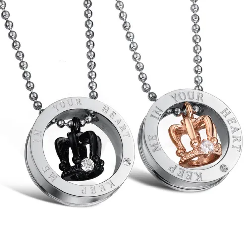 Wholesale Stainless Steel Crown Couple Pendant