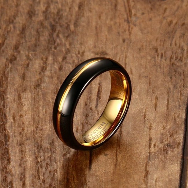 Wholesale Black & Gold Two Tone Tungsten Ring