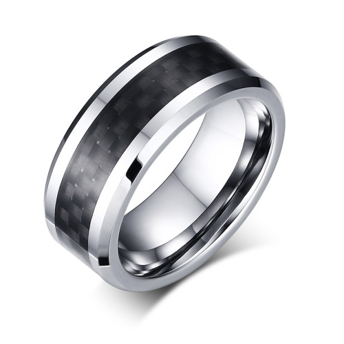 Wholesale Black Carbon Fiber Inlay Tungsten Ring