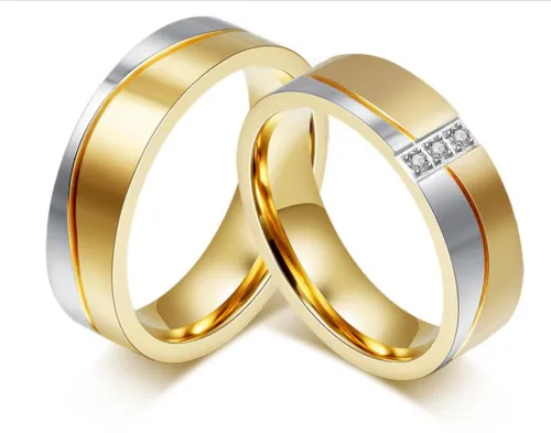 Wholesales Stainless Steel Wedding Ring with Gold Plated for Man