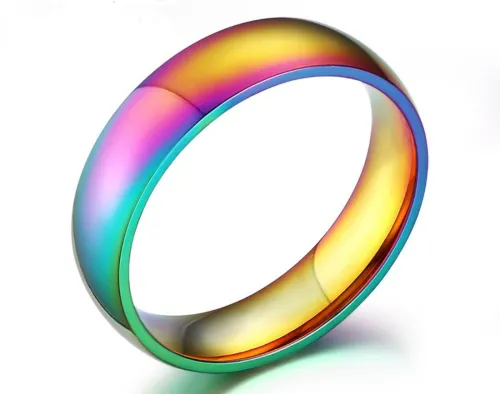 Wholesale Stainless Steel Engravable Rainbow Ring