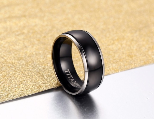 Wholesale Two Tone Titanium Band Ring