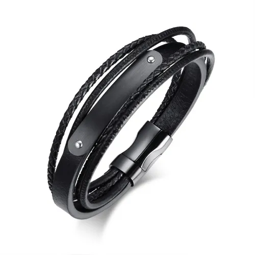 Wholesale Stainless Steel Leather Bracelet ID