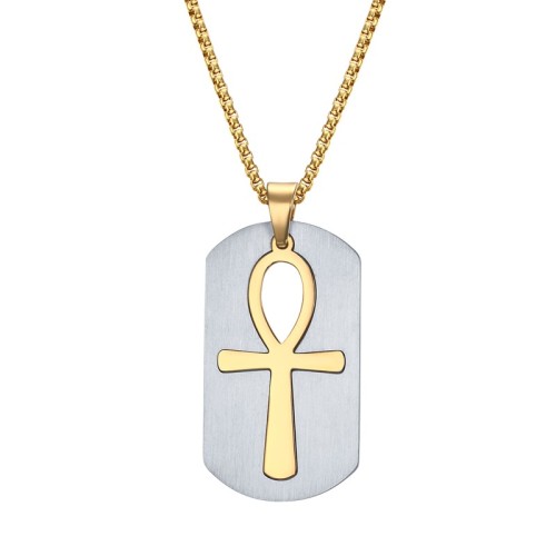 Wholesale Stainless Steel Ankh Cross Dog Tag Pendant