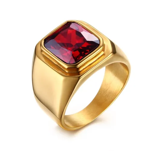 Wholesale Stainless Steel Red Stone Ring