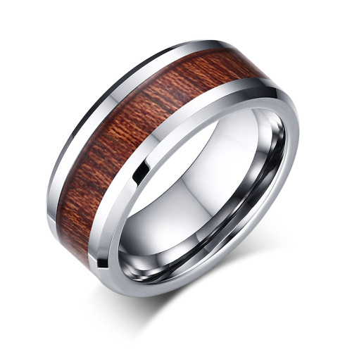 Wholesale 8mm Wood Inlay Tungsten Rings