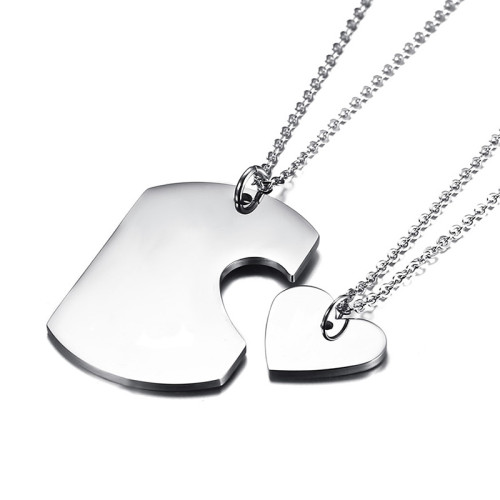 Wholesale Stainless Steel Dog Tag Heart Matching Couple Pendant