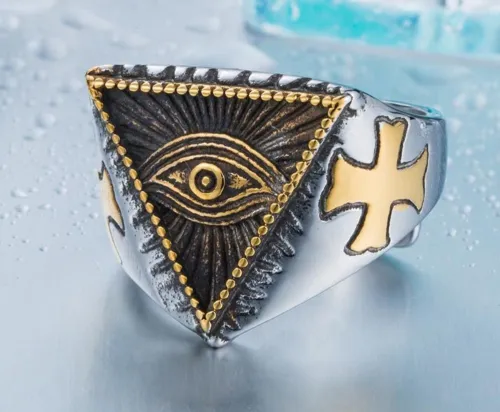 Wholesale Stainless Steel Devil's Eye Cross Ring