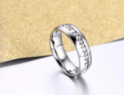 Wholesale Stainless Steel CZ Wedding Rings