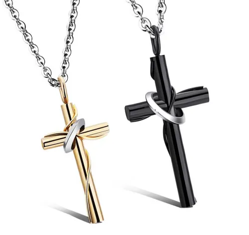 Wholesale Stainless Steel Cross Couple Pendants