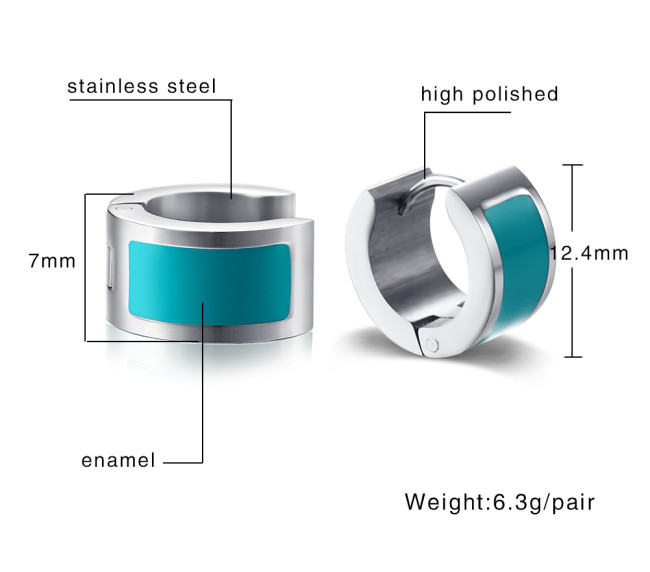 Wholesale Stainless Steel 7mm Enamel Huggie Earrings