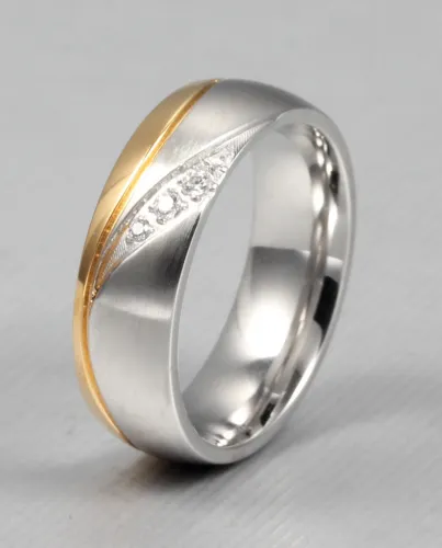 Wholesale Ebay Hot Sell Two Tone Wedding Rings with 3 CZ