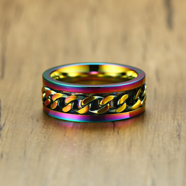 Wholesale Stainless Steel Colorful Curb Chain Ring