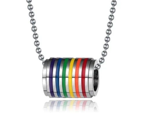 Wholesale Stainless Steel Rainbow Enamel Barrel Pendant