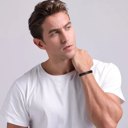 Wholesale Stainless Steel Black Bracelet Medical Alert Jewellery