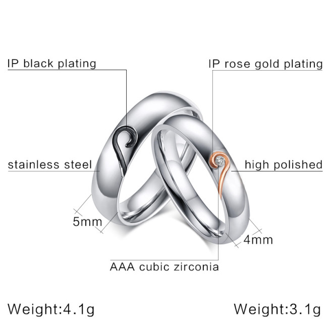 Wholesale Stainless Steel Engagement Ring Band Set