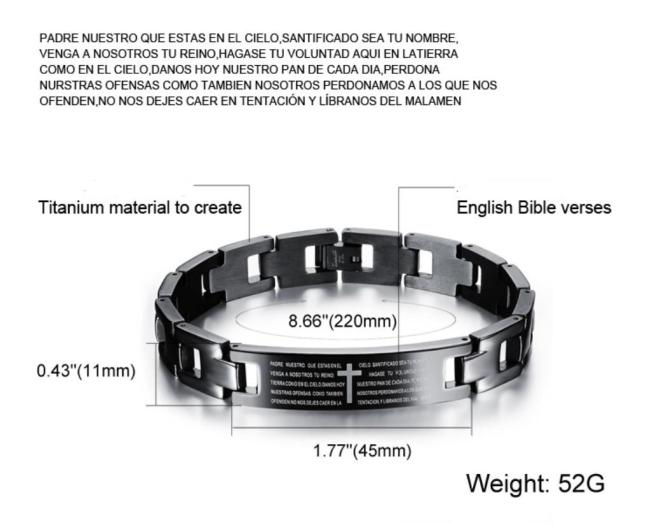 Wholesale Stainless Steel Mens Cross Bible Bracelet
