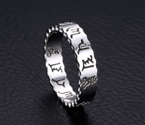 Wholesale Stainless Steel Six Words Mantra Ring