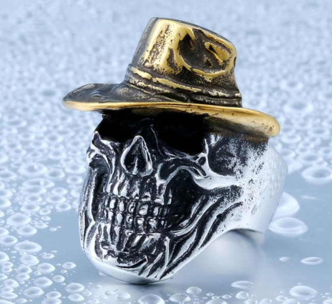 Wholesale Stainless Steel Skull Ring with Hat