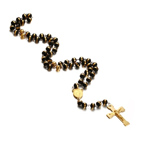 Wholesale Stainless Steel & Silicone Beads Cross Necklaces