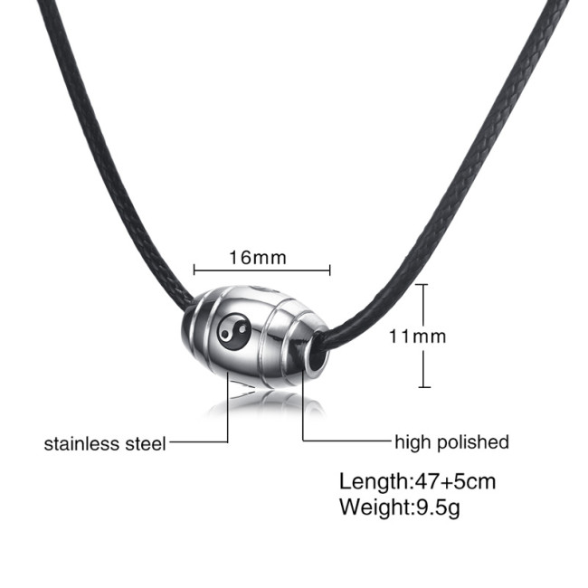 Wholesale Stainless Steel Mens Yin Yang Necklace
