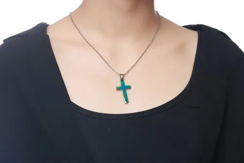 Wholesale Stainless Steel Colorful Cross Necklace