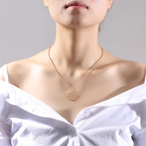 Wholesale Stainless Steel Womens Blank Circle Necklace