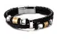 Wholesale Mens IP Gold Beads Black Braid Leather Bracelet