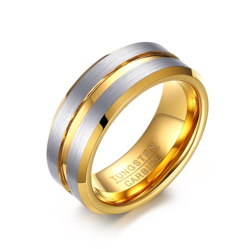 Wholesale IP Gold Groove Tungsten Wedding Ring