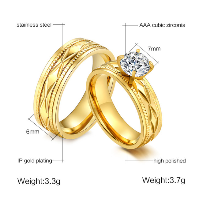Wholesale Stainless Steel Gold IP Matching Wedding Bands