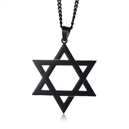Wholesale Stainless Steel Black Six-pointed Star Pendant