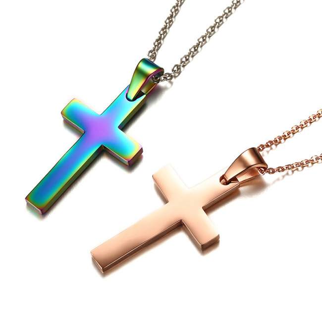 Wholesale Stainless Steel Colorful Cross Necklace