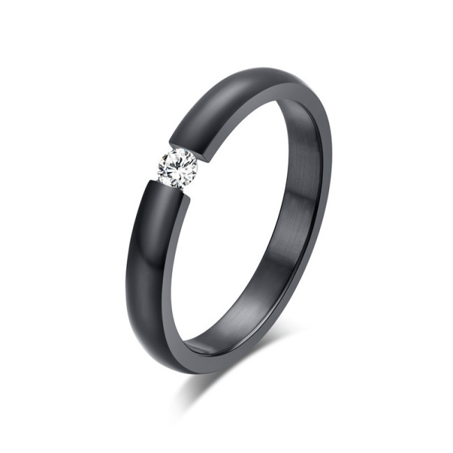 Wholesale Stainless Steel CZ Black IP Ring