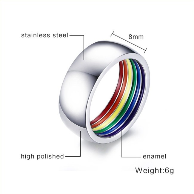 Wholesale Stainless Steel Rainbow Gay Pride Rings