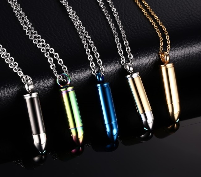 Wholesale Stainless Steel Bullet Cremation Pendants