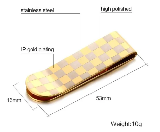 Wholesale Stainless Steel Mens IP Gold Money Clips