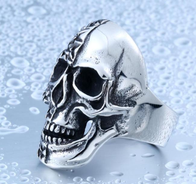 Wholesale Stainless Steel Yin Yang Face Skull Ring